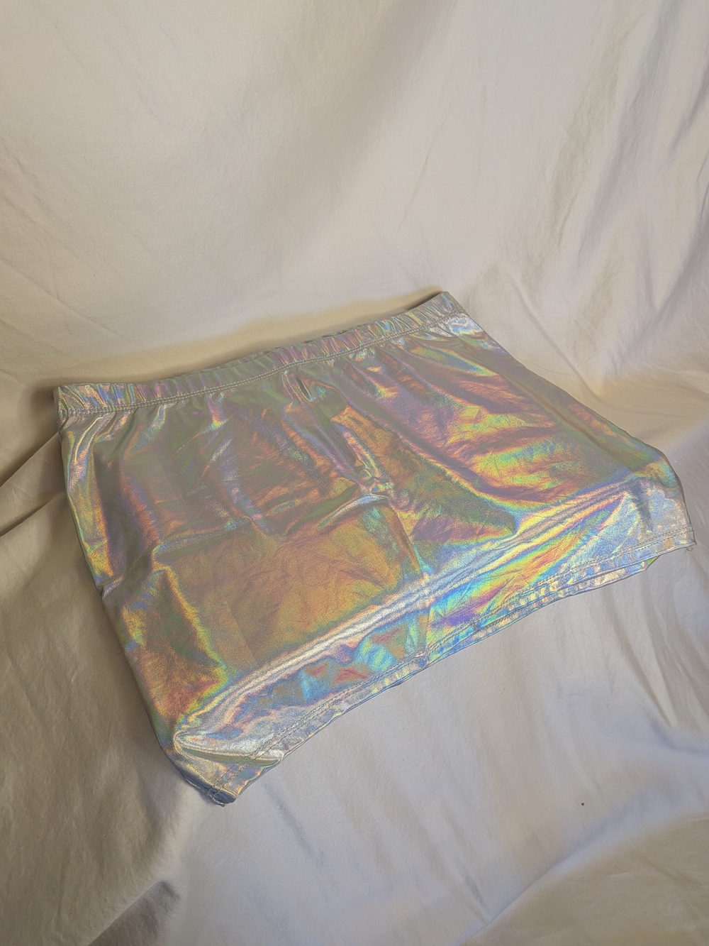 Fashion Nova Iridescent Silver Holographic Mini Skirt